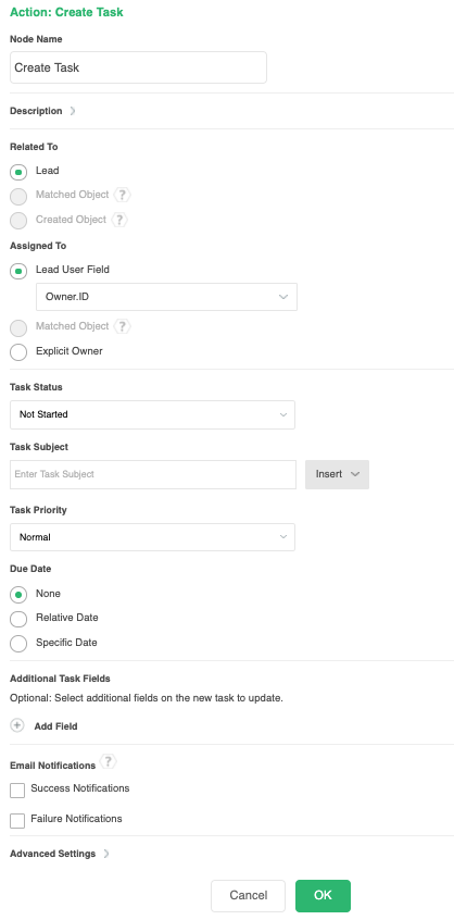 Routing - Create Task Node Guide – LeanData Help Center