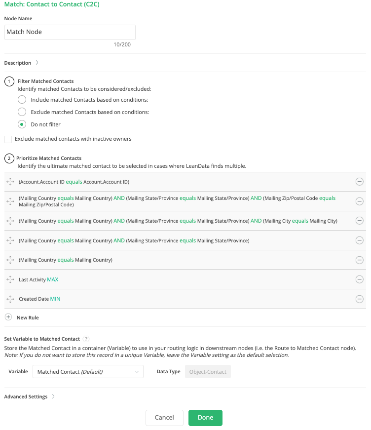 Contact Routing - Contact-to-Contact Match Node Guide – LeanData Help ...