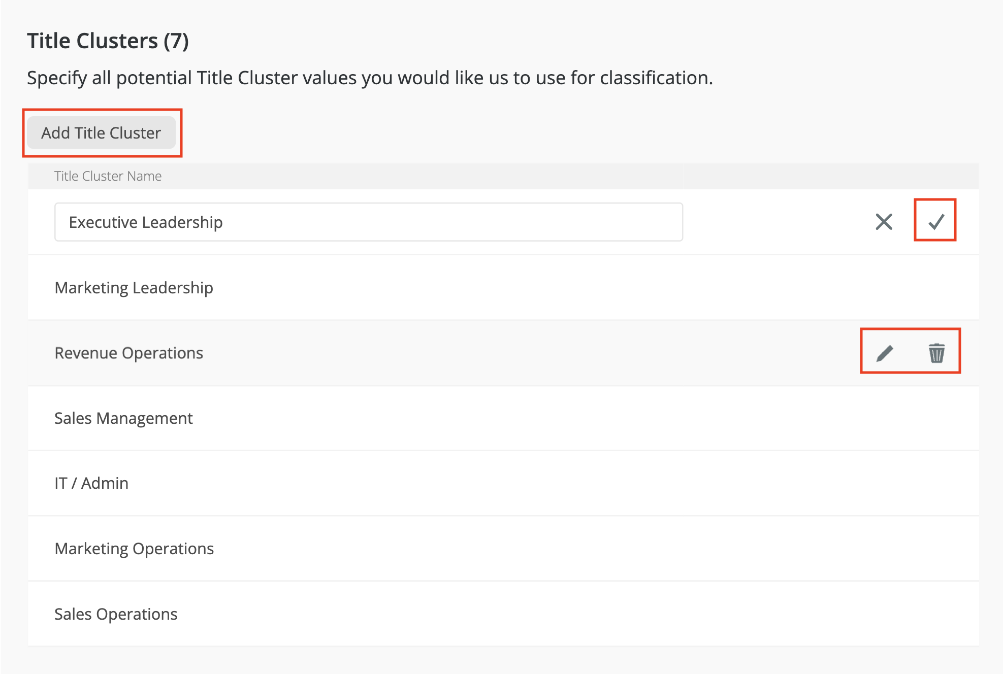 Title Cluster Values